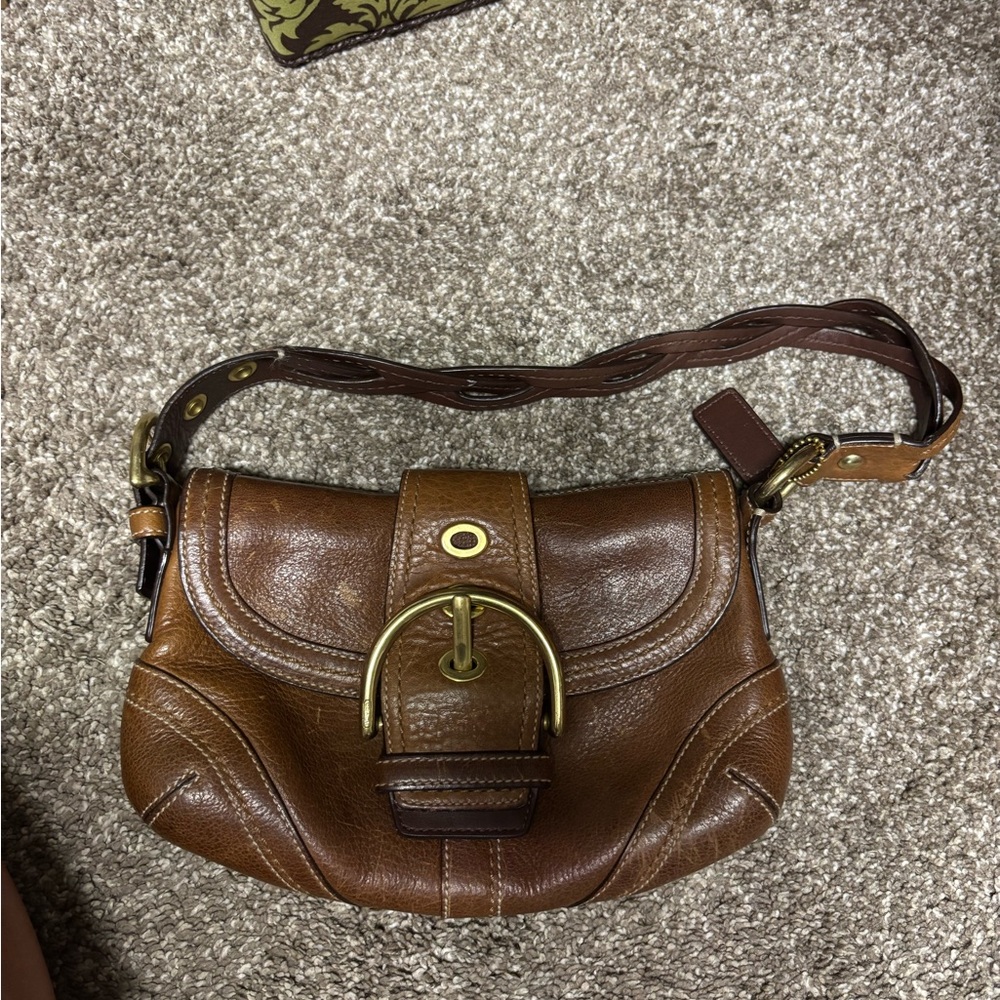 Coach SoHo Rare Vintage Brown Leather Braided Shoulder Bag - Picture 2 of 5